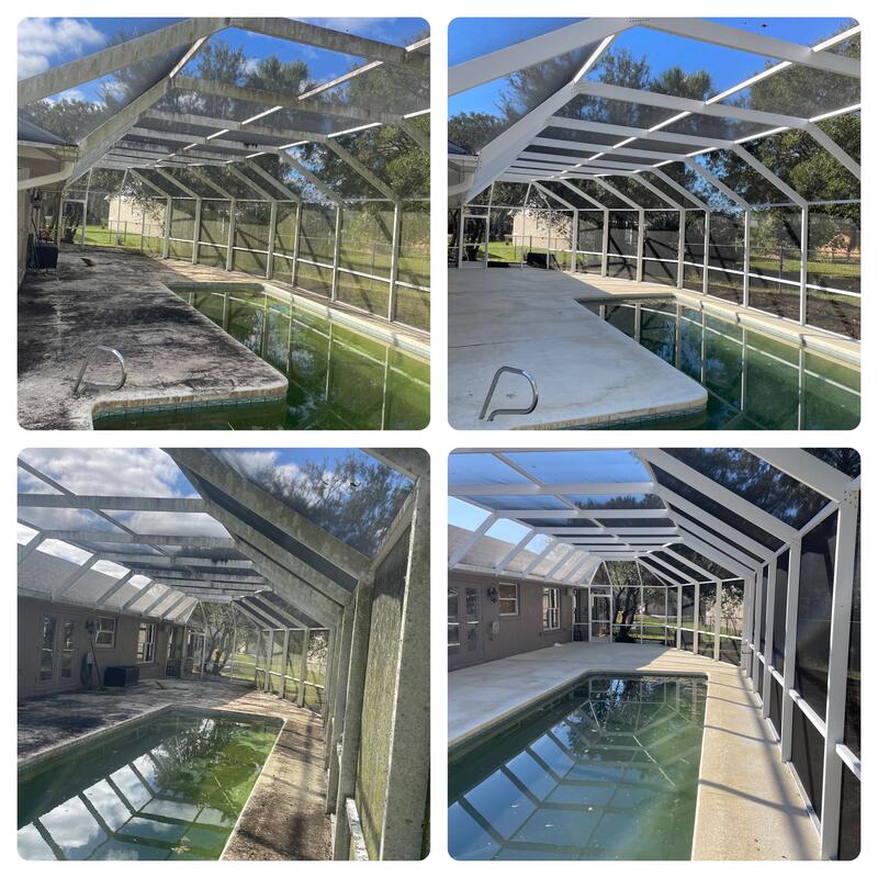 Pool enclosure cleaning